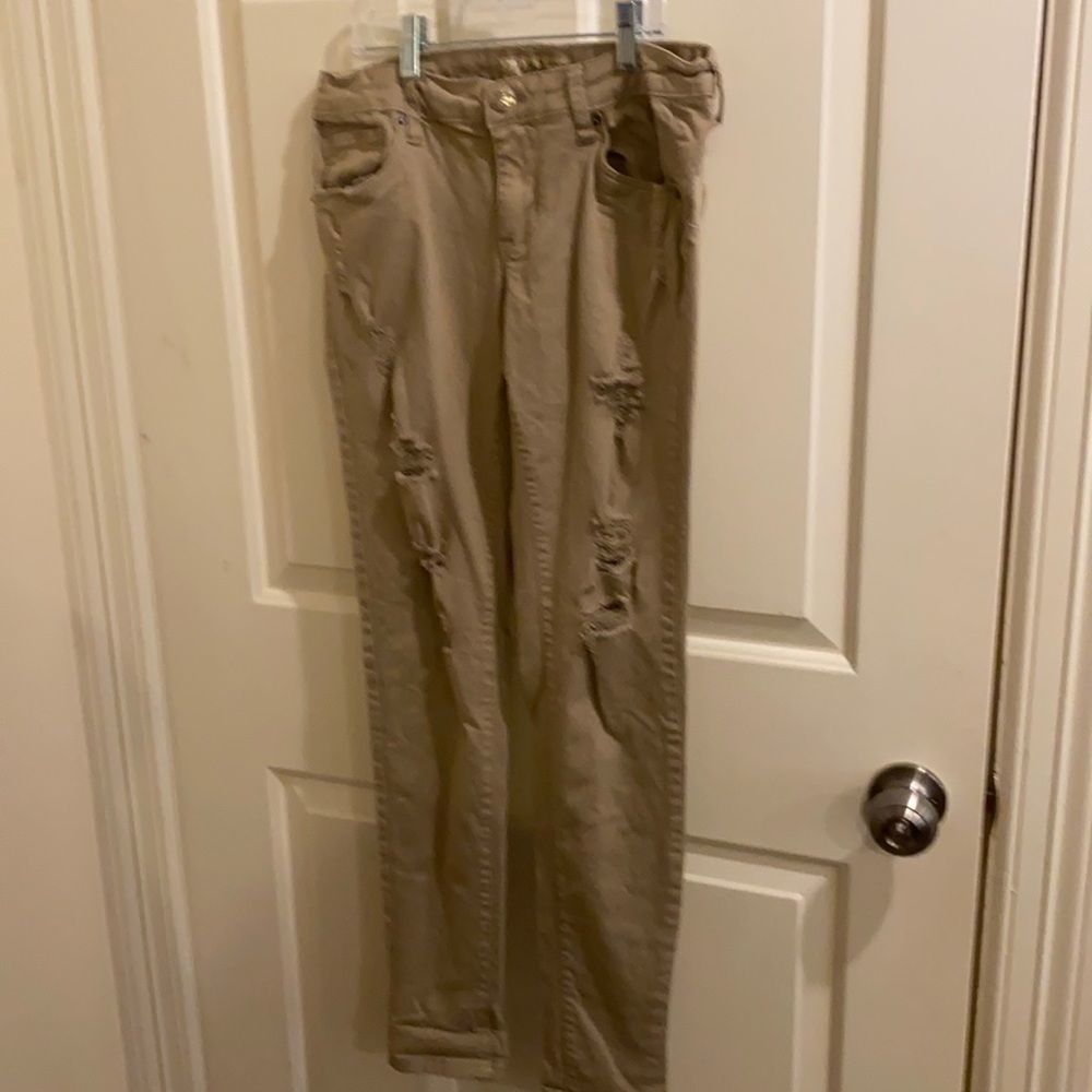 Khaki faux distressed Sz 7 juniors pants